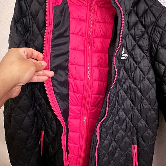 Reebok Black and Pink Quilted Hooded Jacket - Picture 8 of 12